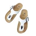 Lowestbest Sandals for Women, 004WH39NS Women's Thong Flip Flop Flat Casual Cork Sandals for Ladies, White Summer Beach Soft Adjustable Buckle Flat Open Toe Slide Shoe for Girls,US-8