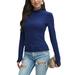 Ladies Winter Basic T-Shirt Turtleneck Pullover Tops Fashion Long Sleeve Slim Fit T-Shirt Casual Fall Winter Stretchy Shirt Solid Color Ladies Basic Tee for Womens
