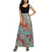 Summer Women Striped Floral Long Dresses Sleeveless Tank Dress Casual Loose Beach Maxi Dress Ladies Color Block Beach Boho Style Long Cami Dress