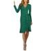 Women's Long Sleeve Button Work Cocktail Party Dress