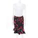 Nicole Miller Artelier Womens Floral Print Ruffled Skirt Black Pink Size 0