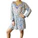 Mogul Women Kaftan Dress, Blue Soft Chiffon Floral Cover Up Sheer Beach Caftan, Beaded Summer Resort Kaftan S/M/L