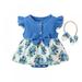 Summer Newborn Infant Baby Girl Casual Romper Set Infant Girl Cotton Linen Flare Sleeve Floral Print Bodysuit Dress+Headband 1-12 Months Old Baby