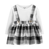 Carter's 2 Piece Baby Girls' Grey White Plaid Jumper Dress -24 Months