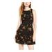 TEEZE ME Womens Black Floral Sleeveless Jewel Neck Short Ruffled Dress Size 3\4