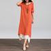 Women Vintage Dress Contrast Double Layer Casual Loose Boho Long Plus Size Retro Maxi Dress