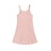 hirigin Kids Summer Slip Dress Solid Color Ribbed Backless Slit Brace Skirt