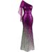Angel-fashions Women's Asymmetric Ribbon Gradual Sequin Mermaid Prom Dress