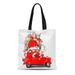 SIDONKU Canvas Tote Bag Red Christmas Santa Claus Reindeer in Car Merry Year Reusable Shoulder Grocery Shopping Bags Handbag