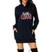 Daciye Casual Print Women Hooded Dress Long Sleeve Pocket Dresses (Royal Blue L)