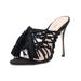 Schutz Lily Black Nubuck Tassel Stiletto Heel Mule Caged Open Back Pump (7.5)