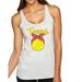 Wild Bobby, Tennis Mom Cute Bow Ribbon Tennis Ball, Mother's Day, Women Tri-Blend Racerback Tank Top, Heather White, Medium