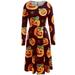 Women's Plus Size Halloween Pumpkin Party High Waist Long Sleeve Fancy Dress