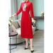 Women High Neck Embroidered Shift Dress