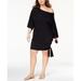 Michael Kors BLACK Plus Size Side-Tie Swim Cover-up Dress, US 1X