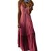 Ladies Spaghetti Strap Maxi Dress Casual Oversized Summer Sleeveless Sundress Party Holiday V Neck Long Dress Womens Gradient Tie Dye Boho Dress