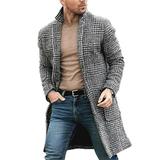 One Opening Men Overcoat Warm Wool Coat Trench Top Outwear Peacoat Long Jacket