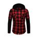 Men Slim Fit Long Sleeve Plaid Hooded T Shirt Sport Outdoor Hooded Pullover Blouse Tops Jumper Sweatshirt With Drawstring Button Down Pocket Color Block