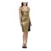 TOMMY HILFIGER Womens Gold Sleeveless V Neck Above The Knee Sheath Party Dress Size 8