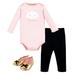 Hudson Baby Baby Girl Cotton Bodysuit, Pant and Shoe Set, 3pc