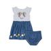 Disney Minnie Mouse Baby Girl Flutter Sleeve Chambray Dress & Diaper Cover, 2pc Set