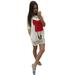 Zewfffr Women Summer Print dress Casual Cocktail Party Evening Mini Dress L White