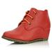 Women's Lace Up Oxford Wedge Booties Boots Ankle Winter Waterproof Toe Skid Mid Boot Side Warm Wedges Fashion Round for Women Tan,pu,7, Shoelace Style Orange