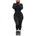 AvoDovA Womens One Piece Bodycon Jumpsuit Long Sleeve Sportwear Zipper Romper Clubwear