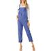 Winnereco Women Overalls Solid Color Pocket Rompers Slip Loose Jumpsuits (Blue M)