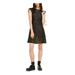 MICHAEL KORS Womens Black Lace Cap Sleeve Jewel Neck Short Shift Cocktail Dress Size XXS