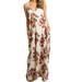 Diconna Women Floral Print V-Neck Sleeveless Pregnant Dress Polyester White L