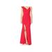 XSCAPE Womens Red Slitted Ruffle Sleeve Sleeveless V Neck Full-Length Formal Dress Size 12