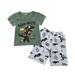 Toddler Kids Baby Boys Pajama Set Short Sleeve round neck Cartoon Dinosaur Print T-shirts Shorts Summer casual Set for Children