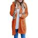 Black Friday Women's Fuzzy Chunky Cardigan Popcorn Oversized Sherpa Slouchy Open Sweater Coat 20351 Orange Medium