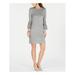 JESSICA HOWARD Womens Gray Embellished Sweater Bell Sleeve Crew Neck Above The Knee Cocktail Dress Size: L