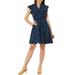 Allegra K Junior's Summer Tie Neck Cap Sleeve Fit And Flare Dress