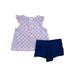 Carters Infant Girls White & Orange Shirt & Blue Shorts 2 Piece Summer Outfit