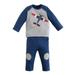 Long Sleeve Lap Shoulder Shirt and Pant Set - Navy - 6-9M