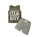 Calsunbaby Little Boys Vest and Shorts Suit Mama's Boy Printed Sleeveless Tops and Stripe Shorts Outfits Set