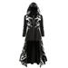 AutumnFall Legend Womens Hooded Dress Plus Size Tree Print High Low Halloween Coat Blouse Tops