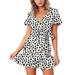 Women's Summer Short Sleeve Print Dress V Neck Casual Short Dresses Flower Print Dress Dot Print Dress Heart Print Dress