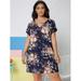 Women's Plus Size V-neck Botanical Print Dress