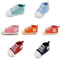 Baby Girls Boys Canvas Shoes Soft Sole High-Top Ankle Sneakers, Unisex Baby Boys Girls Anti-Slip Sole Newborn Infant First Walkers Canvas Denim Shoes, 0M-18M, Red