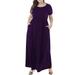 Avamo Women Stylish Short Sleeve Loose Plain Casual Plus Size Long Maxi Dress with Pockets Beach Daily Party Dresses