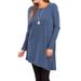 Women's Long Sleeve Scoop Neck Button Side Asymmetrical Tunic Top