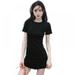 Women Sexy Summer Striped Printed Club Short Sleeve O-Neck Slim T-shirt Mini Bodycon Dress,Black