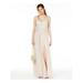 CITY STUDIO Womens Beige Spaghetti Strap Sweetheart Neckline Full-Length Fit + Flare Formal Dress Size 5