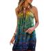 SUNSIOM Women Printed Sleeveless Hollow Out Halter Dress with Metal Ring