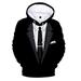 Funny Men Women 3D Digital Printing Fake Tie Suit Loose Pullover Hoodie Sweatshirt