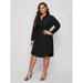 Women's Plus Size Solid Button Through Belted Shirt Dress